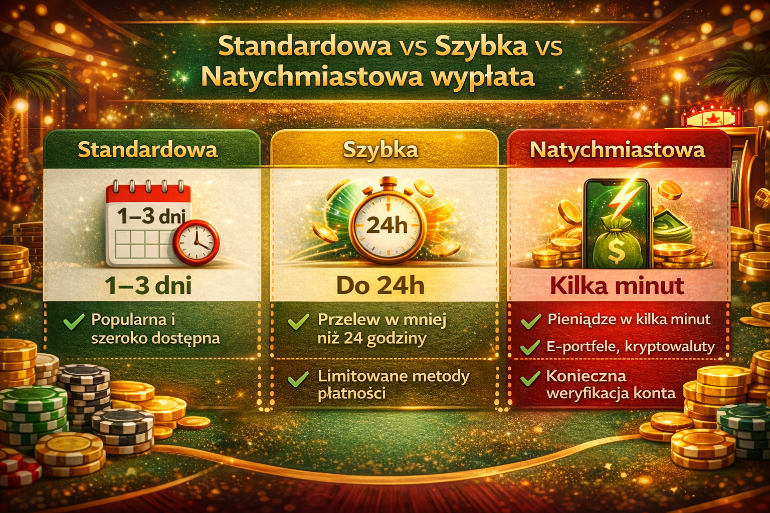 Różnice w szybkości wypłat w kasynach